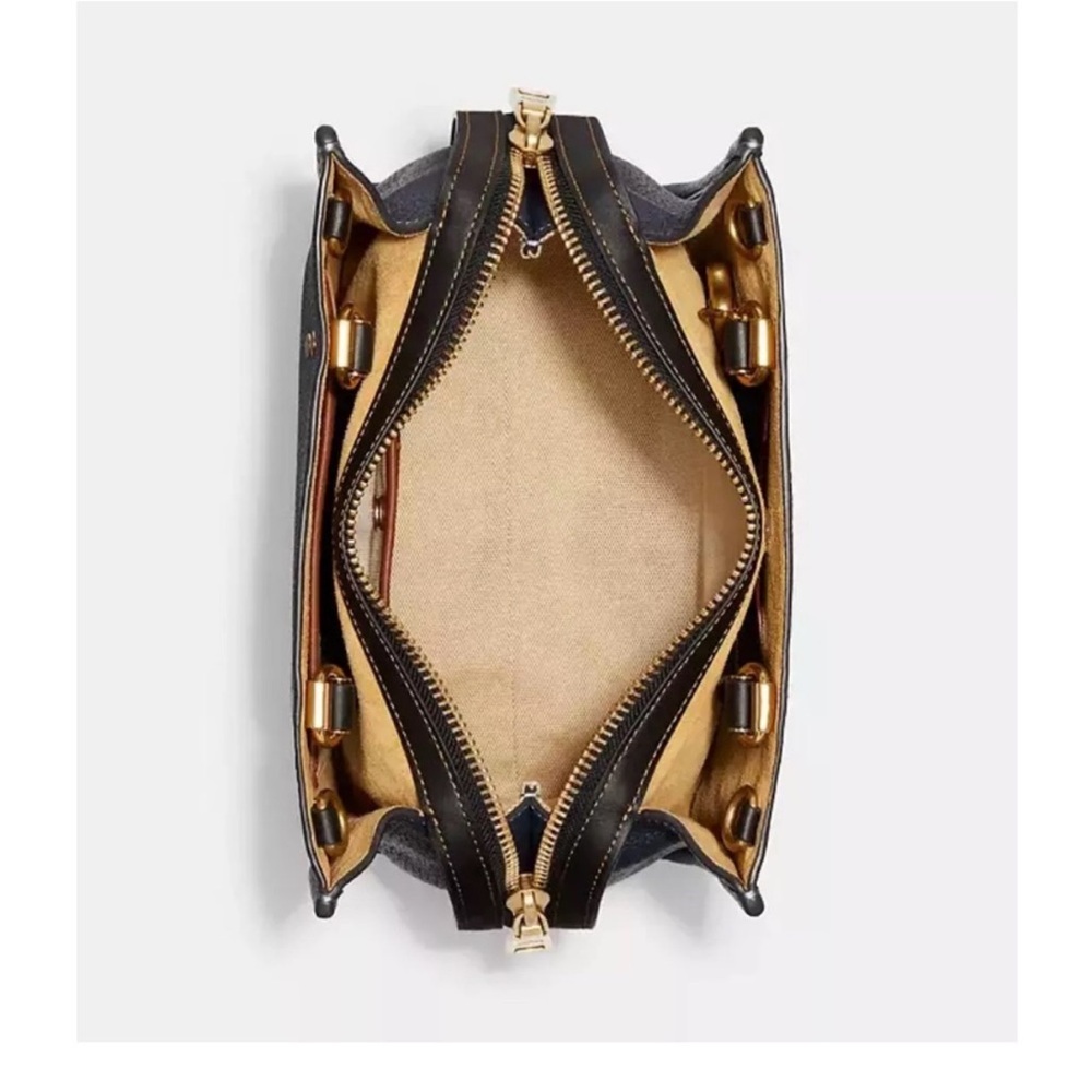 Coach Rogue 25 Regenerative Leather- Navy Blue Satchel with Gold Accents - Picture 2 of 13